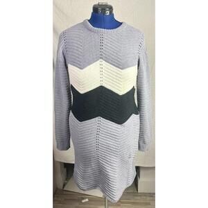 Moral Society Chevron Knit Sweater Dress Colorblock Textured M Cozy Layer Dress